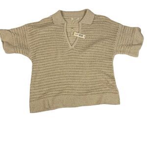 NWT Max Studio Beige Cableknit Sweater With Detailing on Sleeves Size M